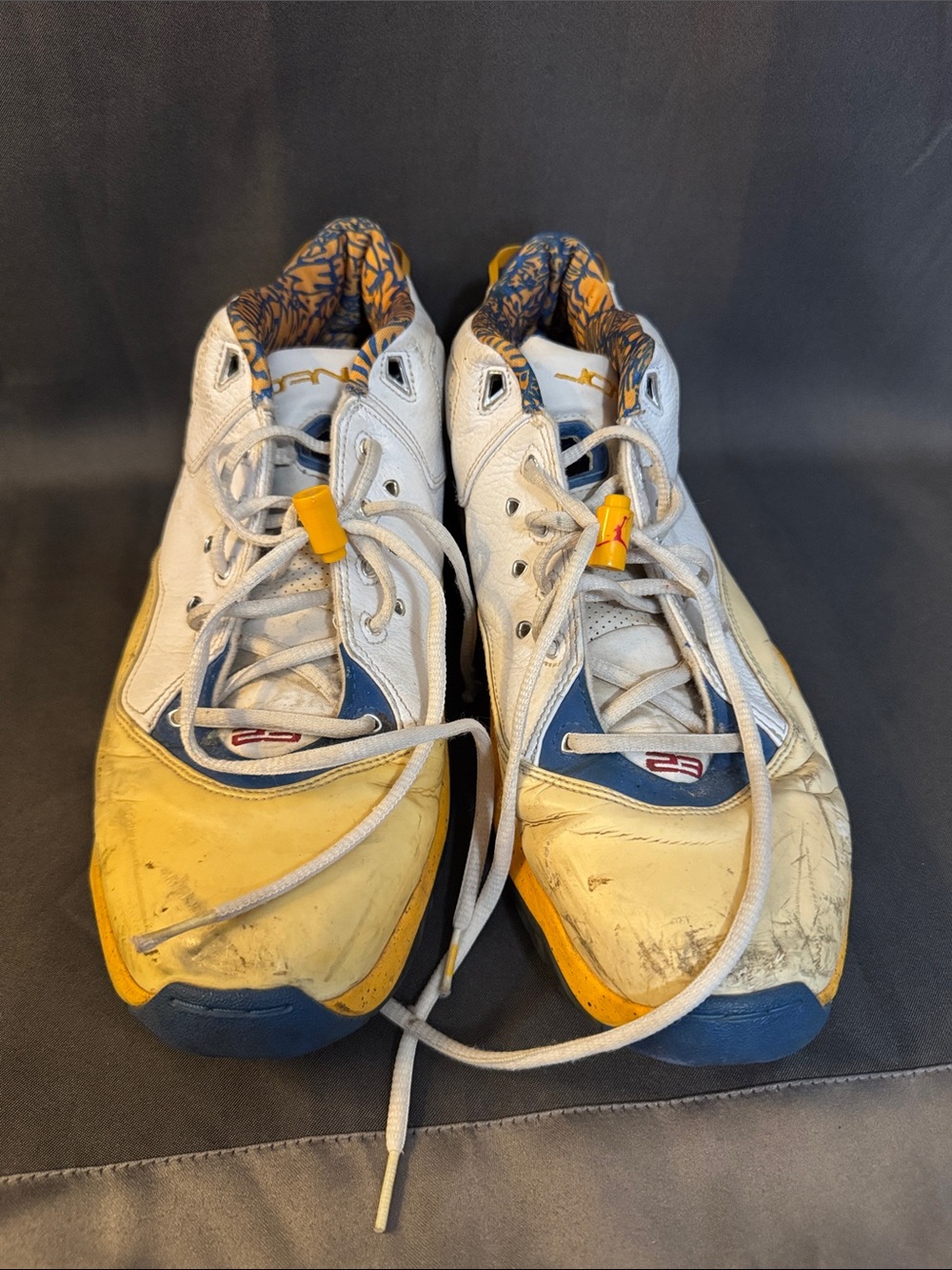 Jordan Men's Athletic Sneakers - White, Yellow, Blue